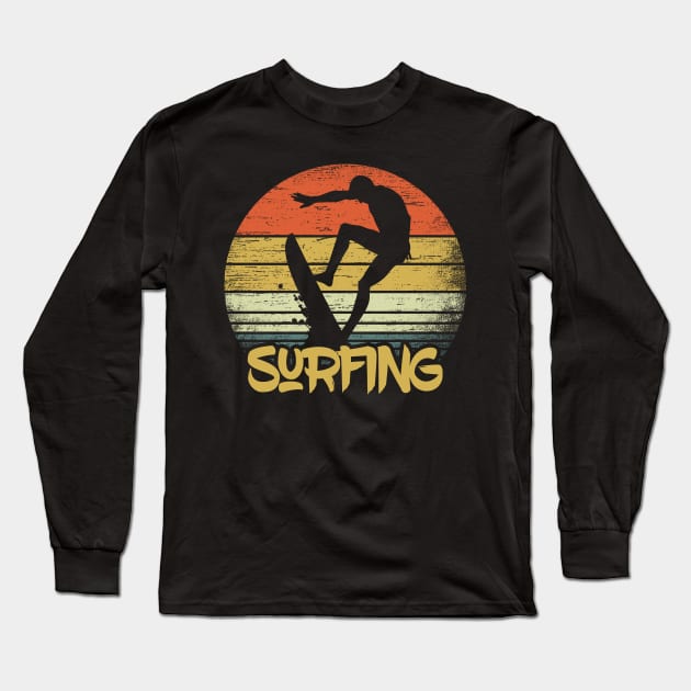 Vintage Surfing Gift For Sufing Summer Holidays At The Beach Long Sleeve T-Shirt by RK Design